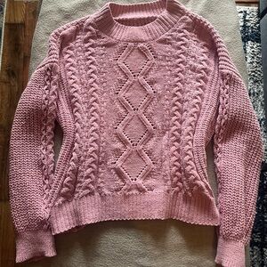 No boundaries Women's Pink Cable Knit Sweater